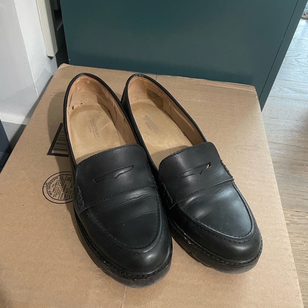 Rockport Black Leather Penny Loafers